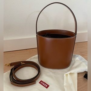 Staud Tan Bissett Leather Bucket Bag Purse